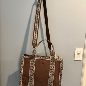 Eric Javits Brown Tote with Woven Accents